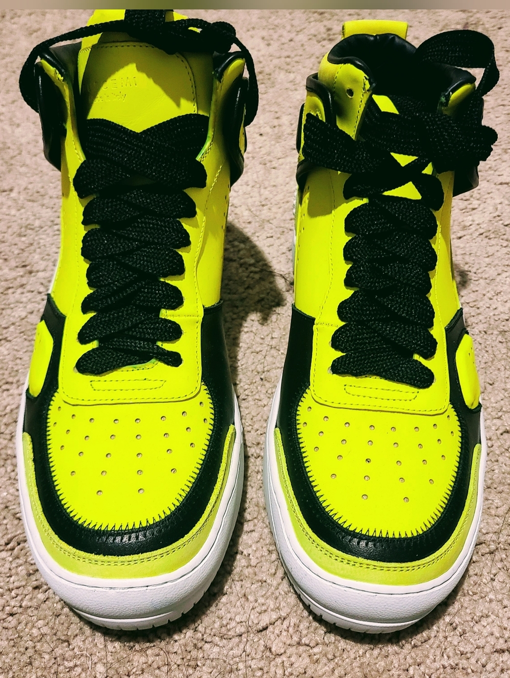 BUSCEMI Bright Neon Yellow & Black Basket High-Top Unisex Mens Sneakers